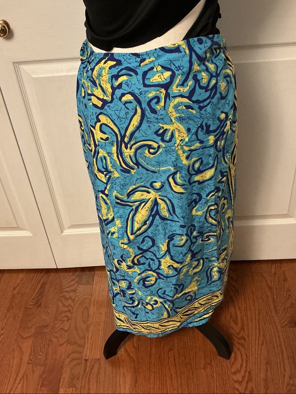 Blue & Yellow Printed Wrap Design Skirt